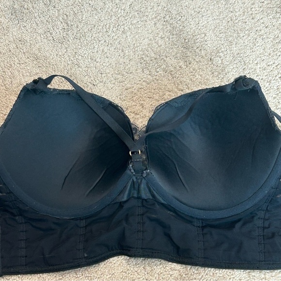La Senza beyond sexy classic plunge black lace rhinestone Corset bustier bra top - Picture 8 of 9